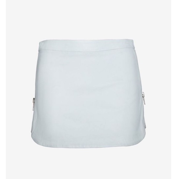 Intermix Light Gray/Blue Leather Skirt with Side Zippers Size Small - Picture 1 of 8
